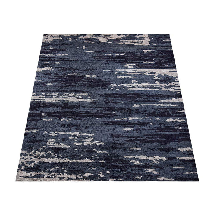 Hand Knotted Silk Area Rug Abstract Blue White NS3304