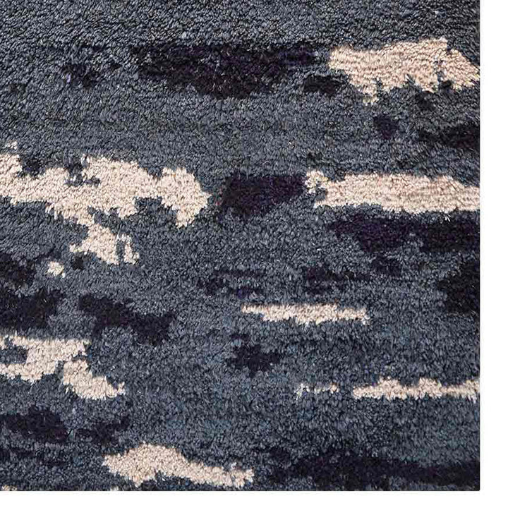 Hand Knotted Silk Area Rug Abstract Blue White NS3304