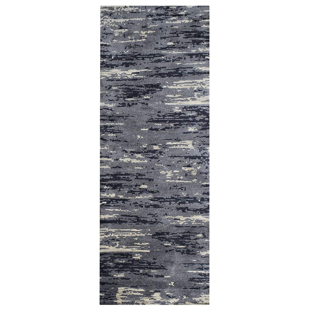 Hand Knotted Silk Area Rug Abstract Blue White NS3304