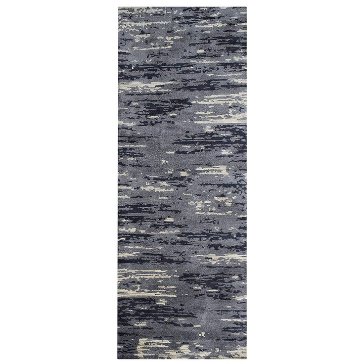 Hand Knotted Silk Area Rug Abstract Blue White NS3304