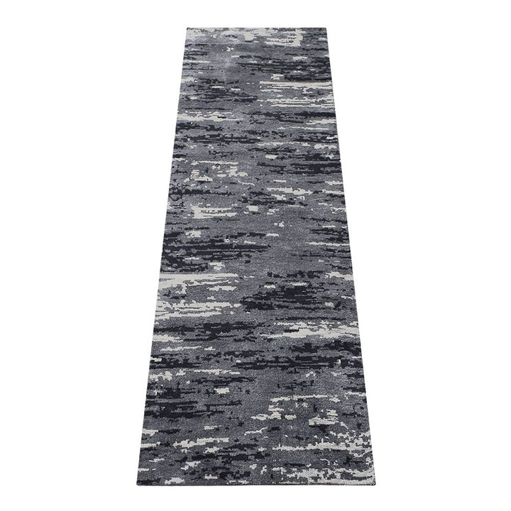 Hand Knotted Silk Area Rug Abstract Blue White NS3304