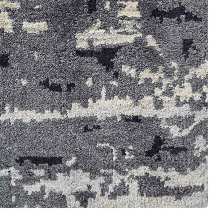 Hand Knotted Silk Area Rug Abstract Blue White NS3304