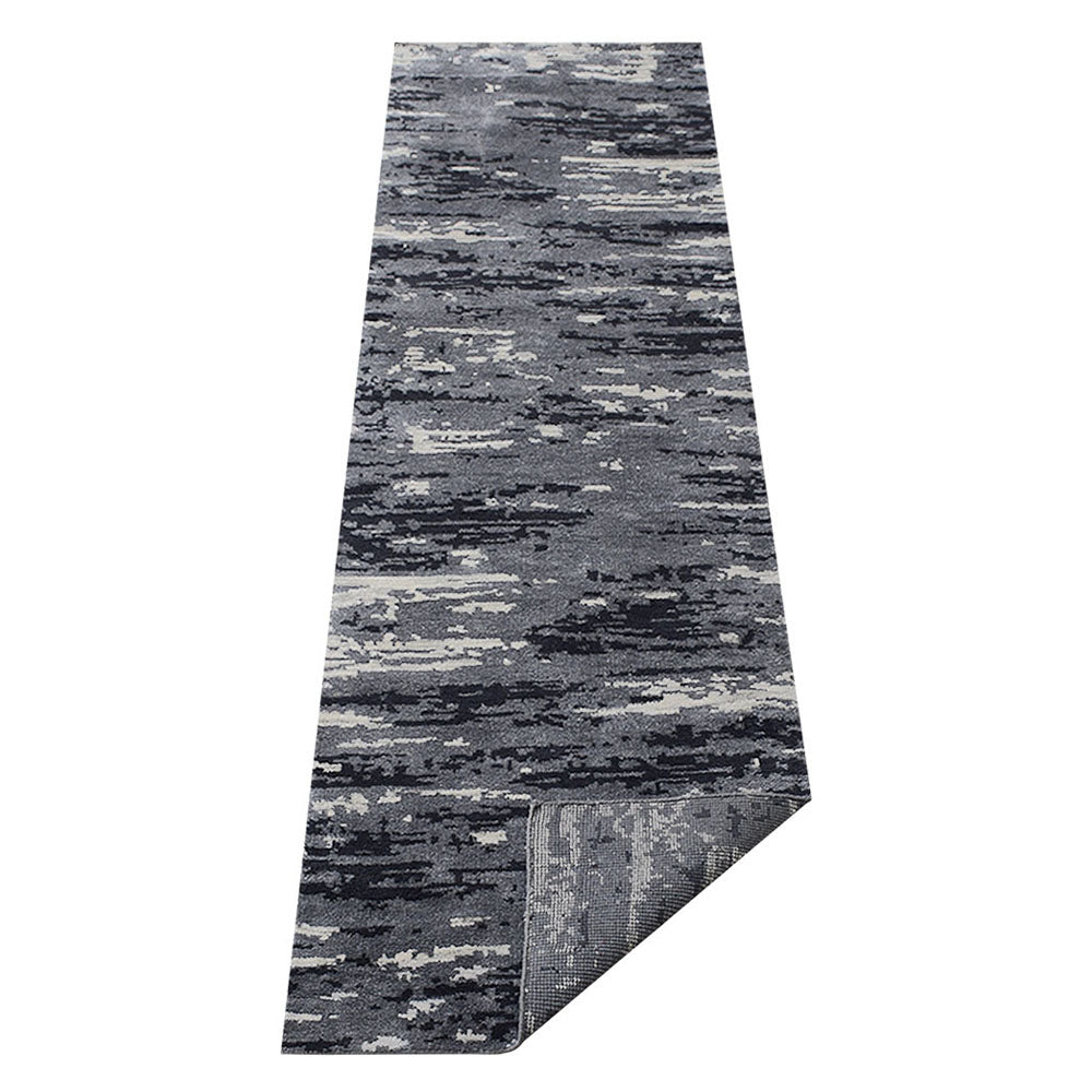 Hand Knotted Silk Area Rug Abstract Blue White NS3304