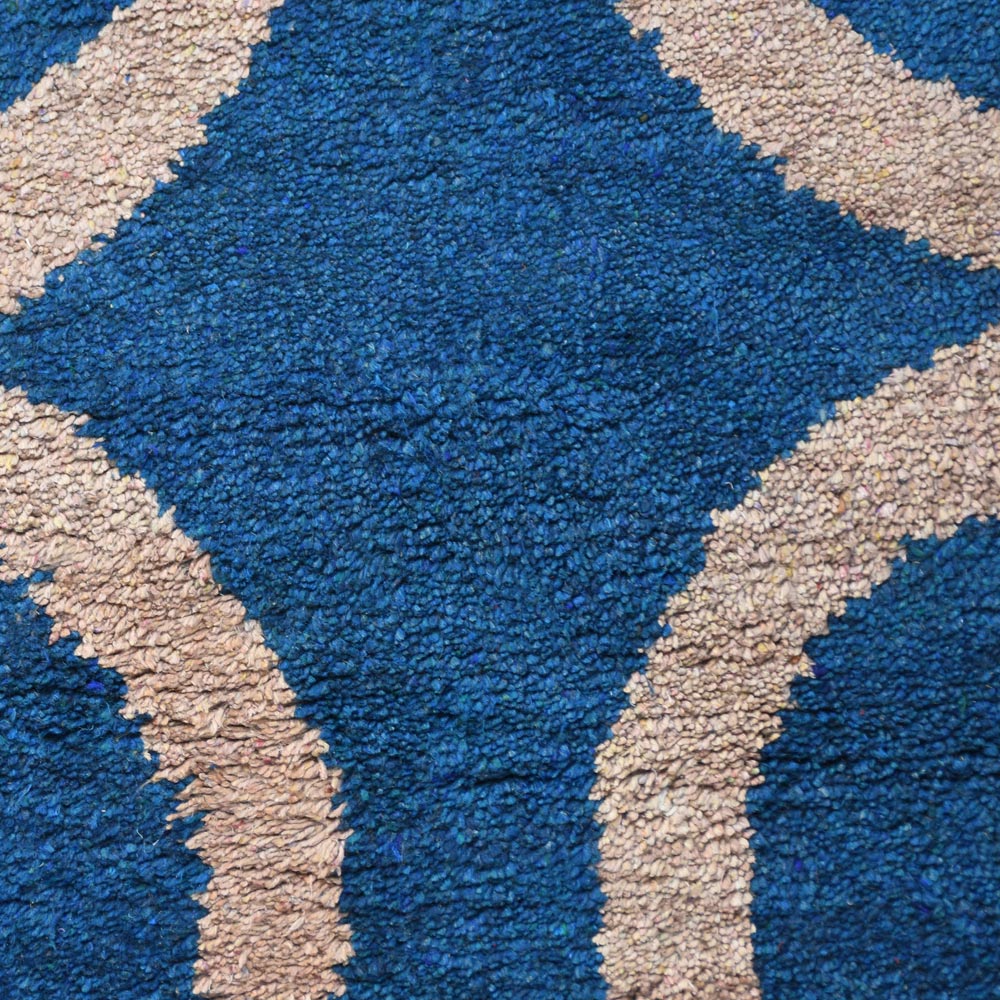 Hand Knotted Silk Area Rug Contemporary Blue Beige NS3307