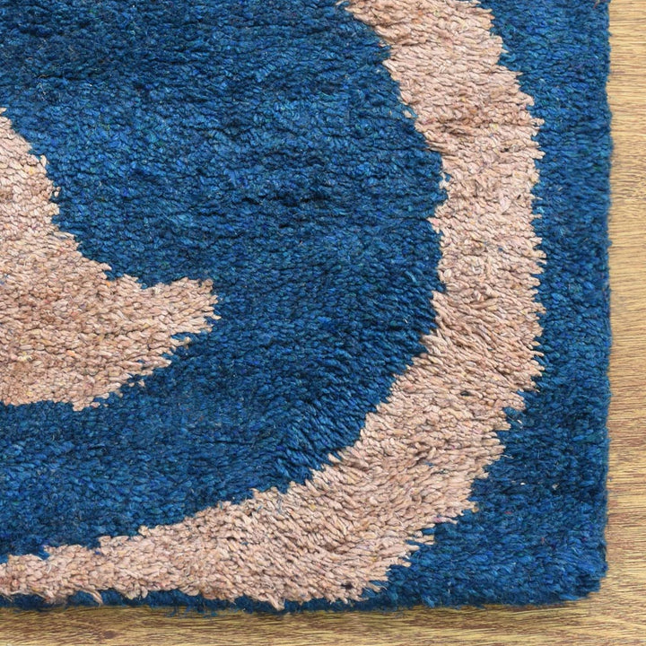Hand Knotted Silk Area Rug Contemporary Blue Beige NS3307