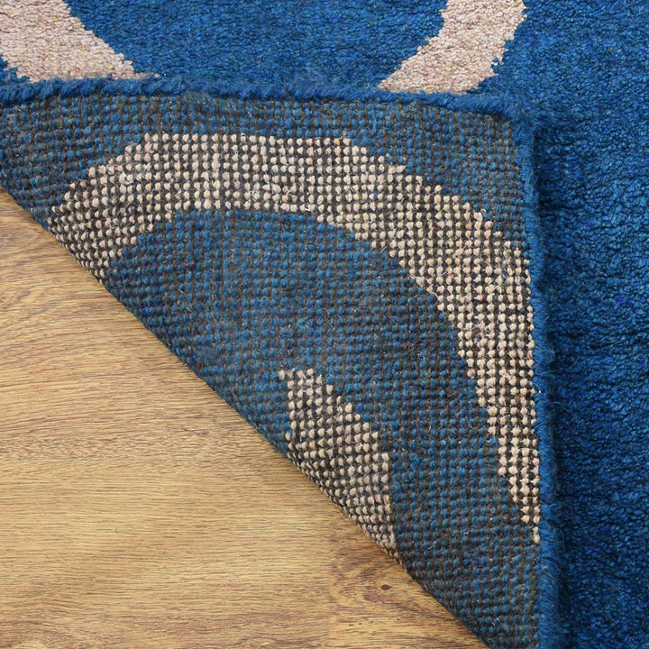 Hand Knotted Silk Area Rug Contemporary Blue Beige NS3307