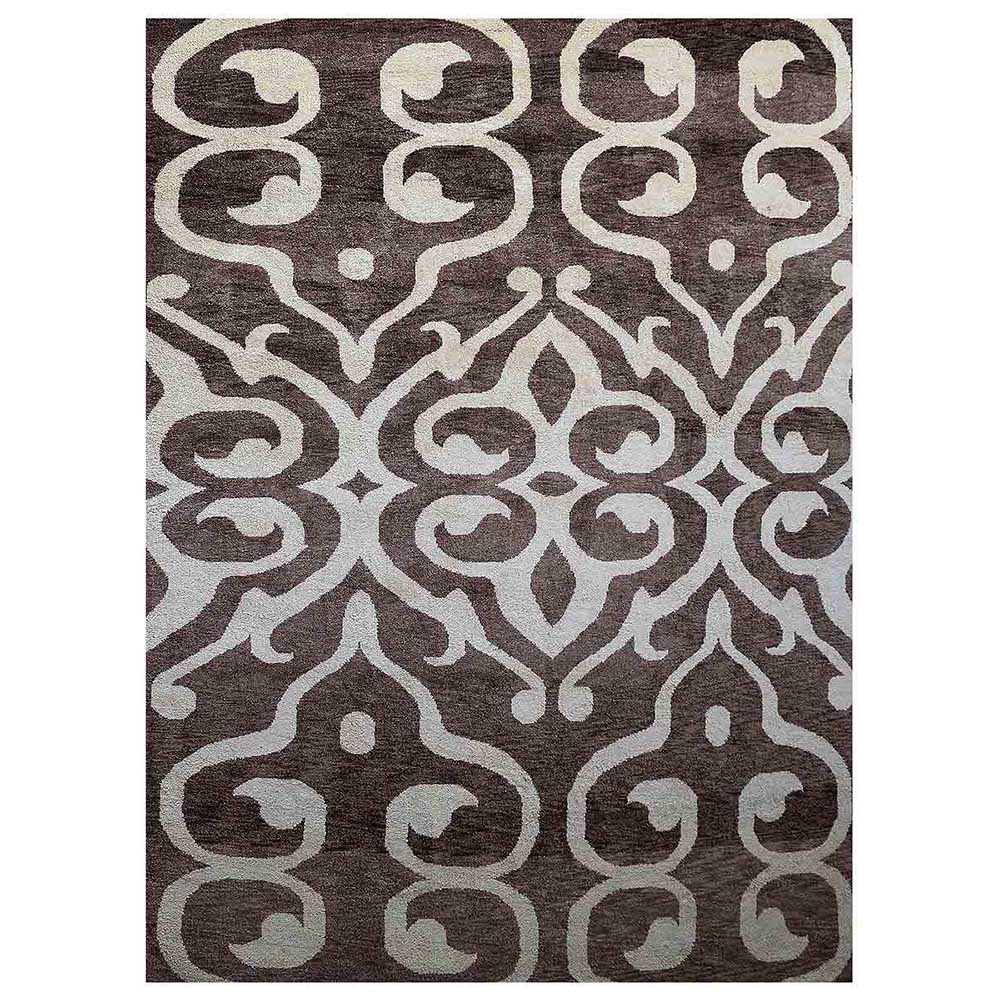 Hand Knotted Silk Area Rug Contemporary Blue Beige NS3307