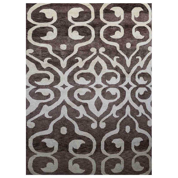 Hand Knotted Silk Area Rug Contemporary Blue Beige NS3307