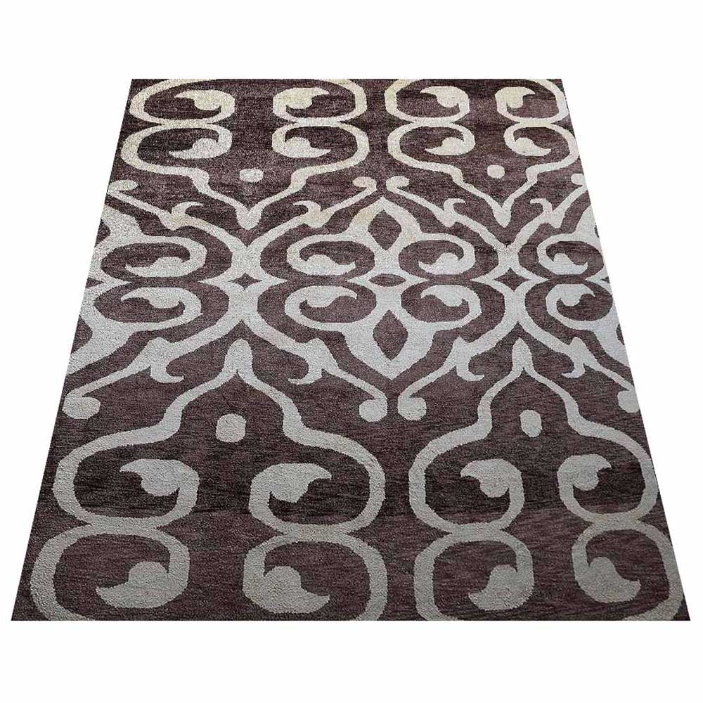 Hand Knotted Silk Area Rug Contemporary Blue Beige NS3307