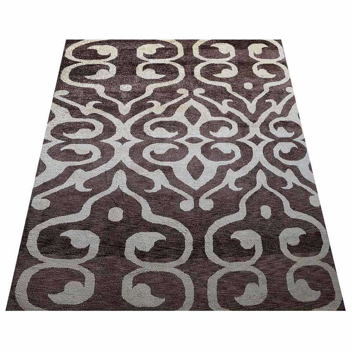 Hand Knotted Silk Area Rug Contemporary Blue Beige NS3307