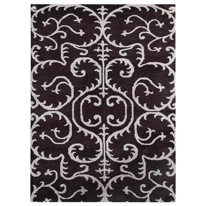 Hand Knotted Silk Area Rug Oriental Blue Beige NS3313