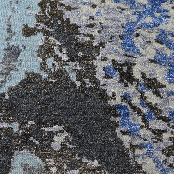 Hand Knotted Bamboo Silk & Wool Abstract Multicolor NWS117