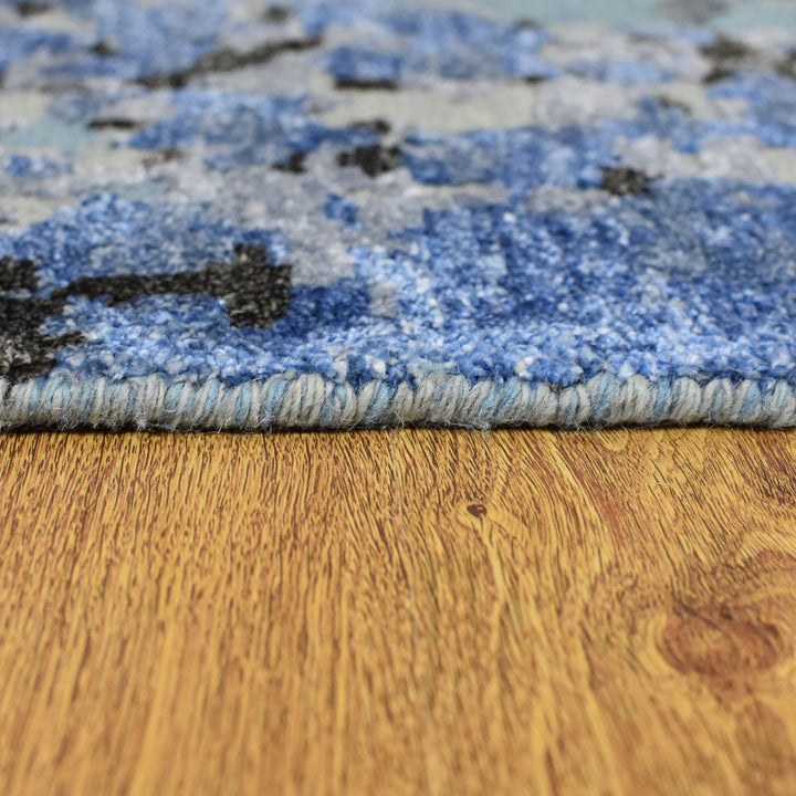 Hand Knotted Bamboo Silk & Wool Abstract Multicolor NWS117