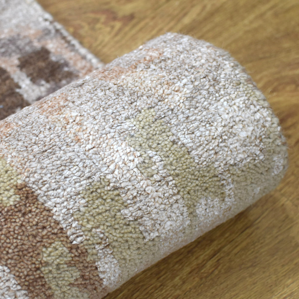 Hand Knotted Bamboo Silk & Wool Area Rug Abstract Beige NWS120