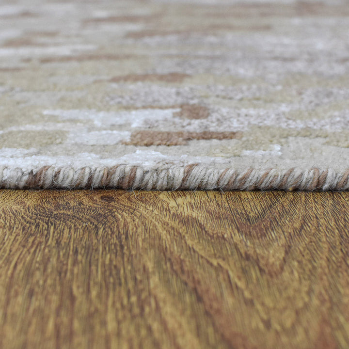 Hand Knotted Bamboo Silk & Wool Area Rug Abstract Beige NWS120