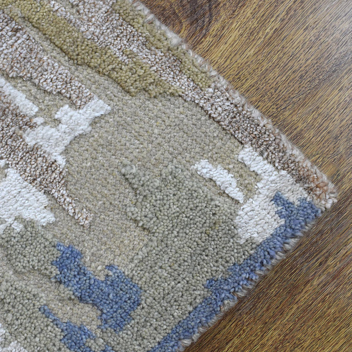 Hand Knotted Bamboo Silk & Wool Area Rug Abstract Beige NWS120