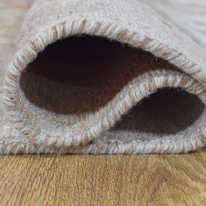 Hand Knotted Bamboo Silk & Wool Area Rug Abstract Beige NWS120