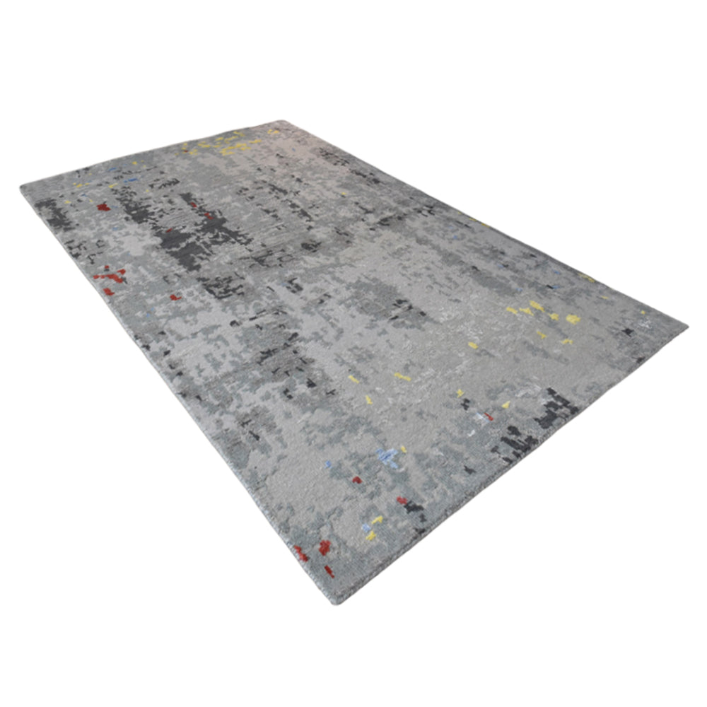 Hand Knotted Bamboo Silk & Wool Area Rug Abstract Gray NWS121