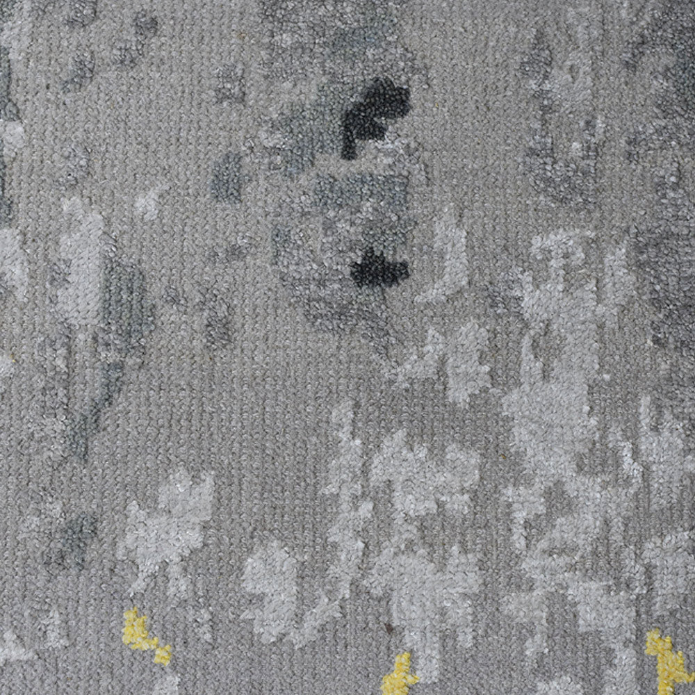 Hand Knotted Bamboo Silk & Wool Area Rug Abstract Gray NWS121