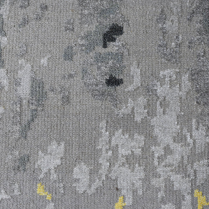 Hand Knotted Bamboo Silk & Wool Area Rug Abstract Gray NWS121