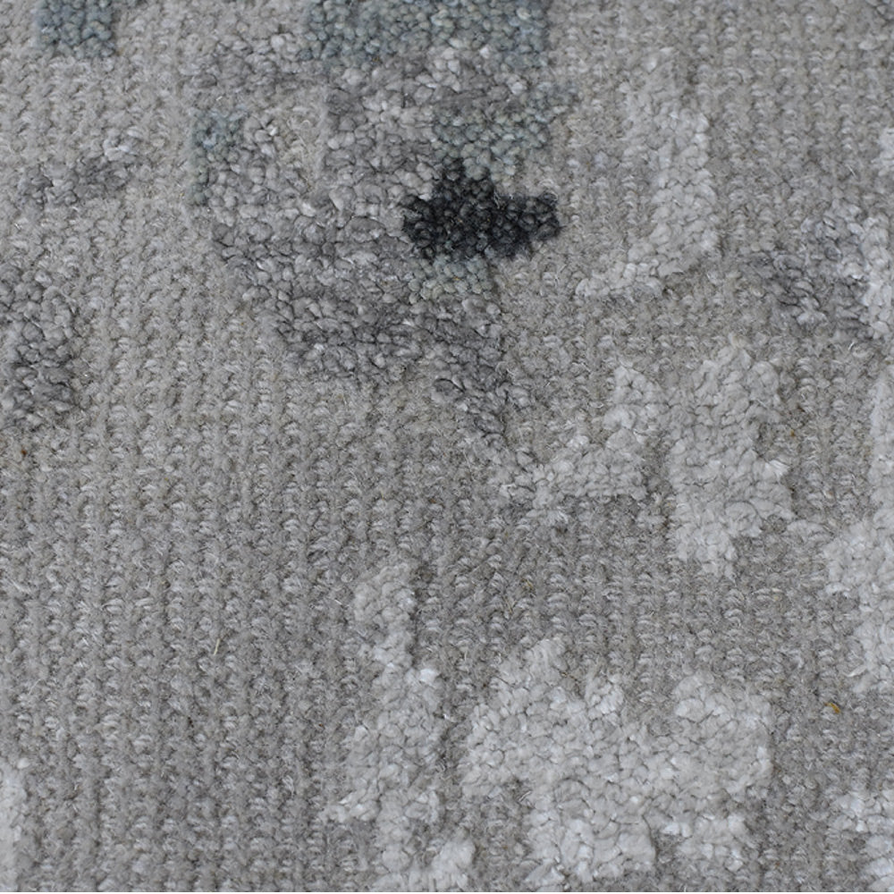 Hand Knotted Bamboo Silk & Wool Area Rug Abstract Gray NWS121