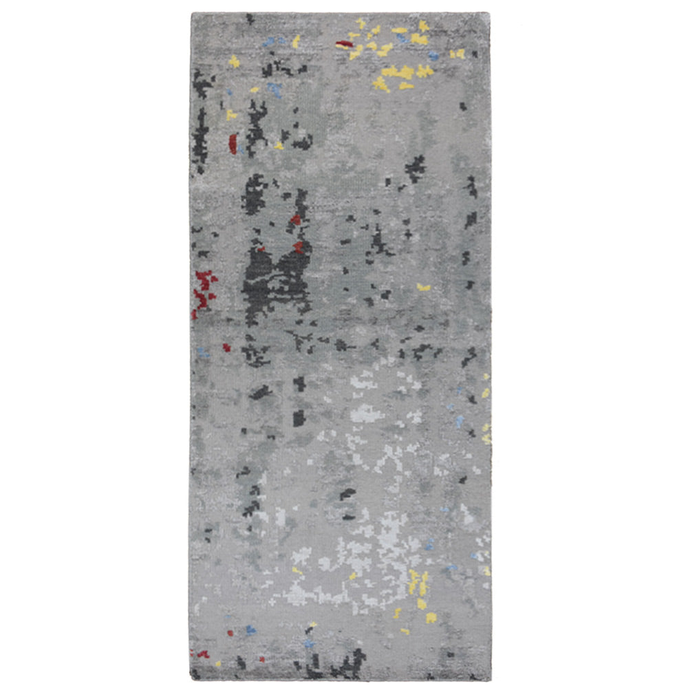 Hand Knotted Bamboo Silk & Wool Area Rug Abstract Gray NWS121