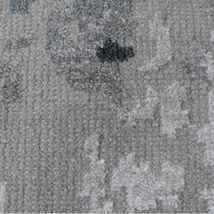 Hand Knotted Bamboo Silk & Wool Area Rug Abstract Gray NWS121