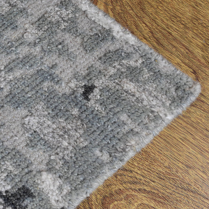 Hand Knotted Bamboo Silk & Wool Area Rug Abstract Gray NWS121